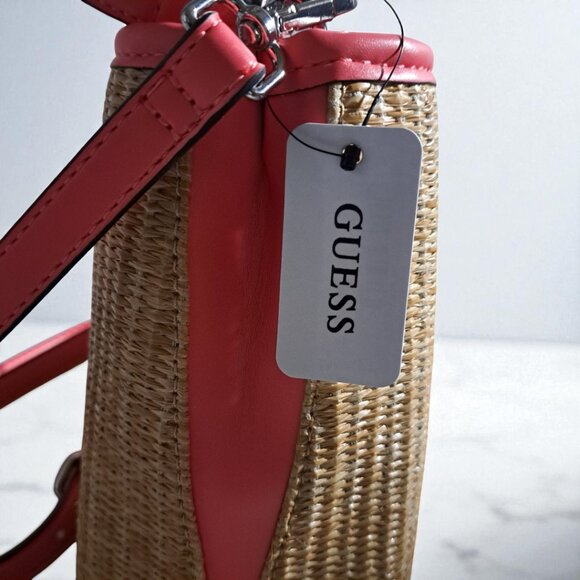 Guess Hot Pink & Tan Bucket Lyria Mini Crossbody Bag NWT - Picture 6 of 12